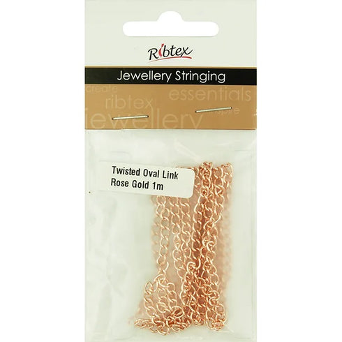 5mm x 3mm Metal Alloy Twisted Oval Link Chain (available in 5 colours)